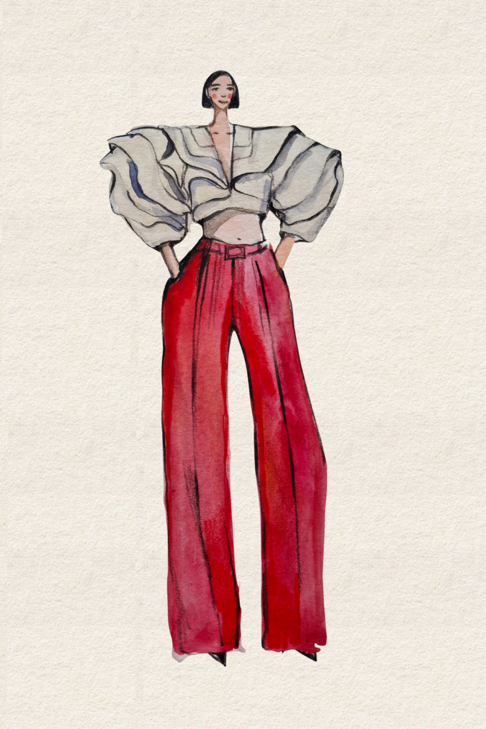 Runway and live model study Look 11 in charcoal and mineral wash