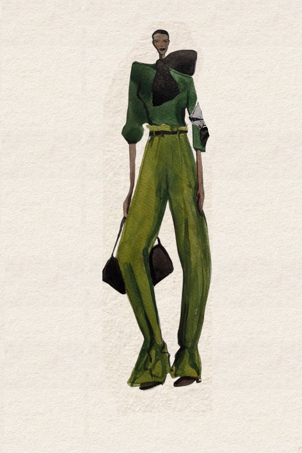 Runway and live model study Look 18 in charcoal and mineral wash